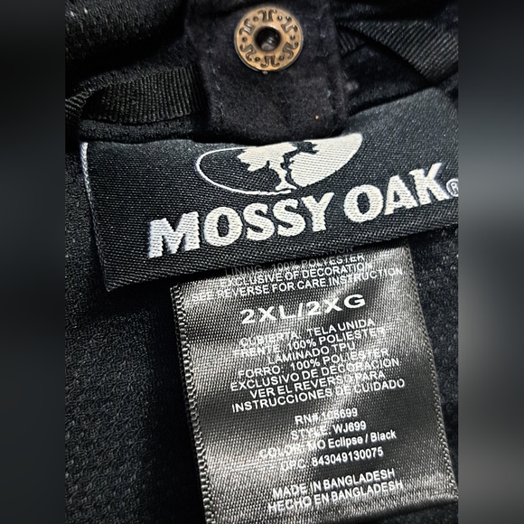 Mossy Oak Jacket Unisex Hunting Black Camouflage Hooded Camo, Size XXL. - Picture 9 of 16
